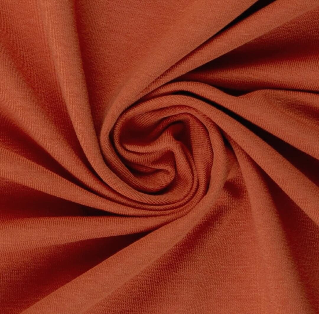 European Cotton Elastane Lycra Jersey, Solid Terracotta Knit Fabric