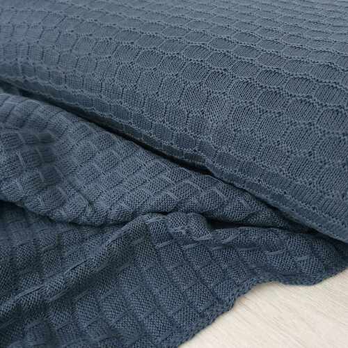 European 100% Cotton Honeycomb Knit, Oeko-Tex, Jeans Blue