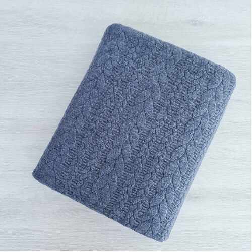 European Cable Sweater Knit, Melange Denim Blue
