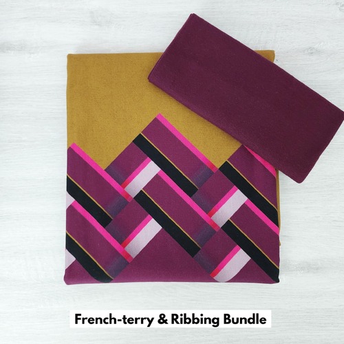 *2 PIECE BUNDLE DEAL* European Knit, Oeko-Tex French Terry, Geometric Border Print & Port Ribbing