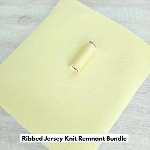 *BUNDLE DEAL - REMNANT 140cm & THREAD* European Fine Ribbed Jersey Knit, Oeko-Tex, Mello Yellow & Gutermann Thread 578