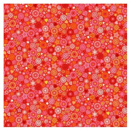 Makower UK, Christmas Brights, Snowflakes Pink