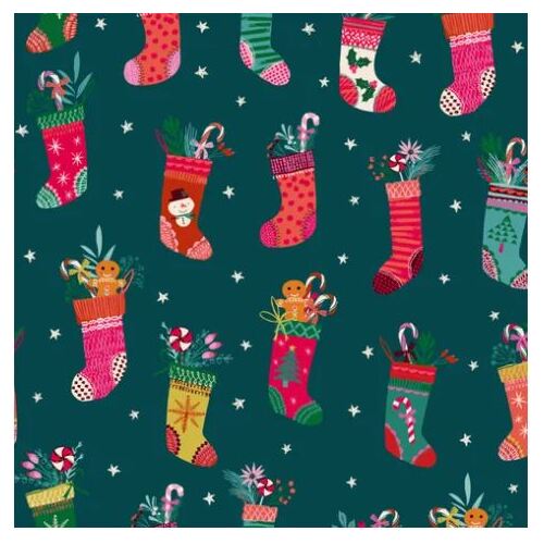 *REMNANT 66cm* Dashwood Studio, Candy, Xmas Stockings Petrol