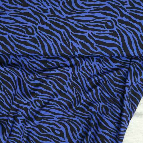 European Woven Viscose, Oeko-Tex, Zebra Lapis Blue