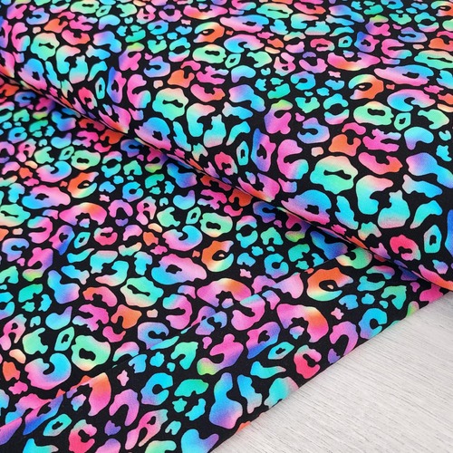 European Cotton Elastane Jersey, Oeko-Tex, Cheetah Print Aqua