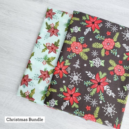 *Xmas Bundle Deal* Riley Blake Designs, Christmas Village, Winter Blooms Mint & Winter Wonder, Main Charcoal