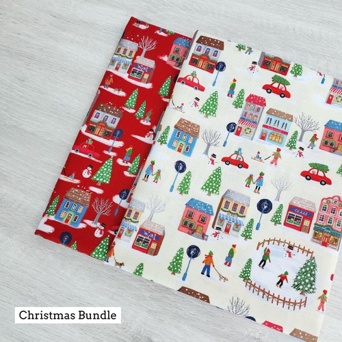 *Xmas Bundle Deal* P&B Textiles, Christmas Miniatures II, Winter Scene Red & Cream