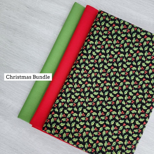 *Xmas Bundle Deal* Benartex Fabrics, Joy Of The Season, Jolly Holly Black, Red Delicious & Croc Green Solids