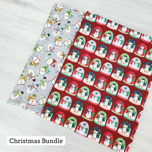 *2 PIECE XMAS BUNDLE* P&B Textiles, Christmas Miniatures, Snow Globes Red & Makower UK, Santa Express, Snowman Silver Metallic