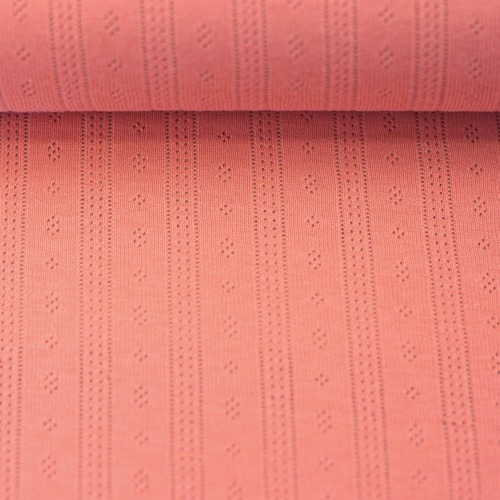 European Cotton Jersey, Oeko-Tex, Pointelle Bright Peachy Pink