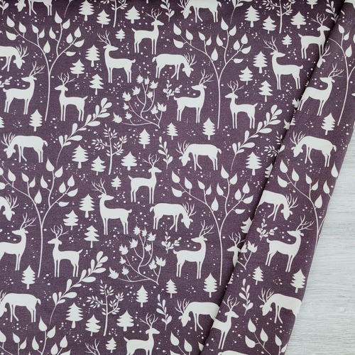 European Cotton Elastane Jersey, Oeko-Tex, Xmas Deers Mauve