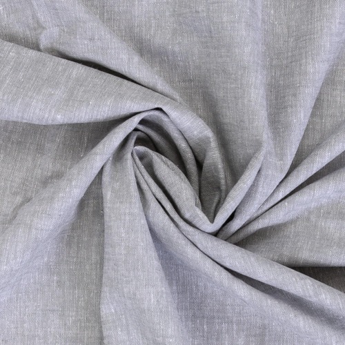 European Chambray Look Linen Cotton Blend Woven, Oeko-Tex, Silver