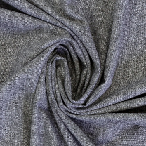 European Chambray Look Linen Cotton Blend Woven, Oeko-Tex, Ash