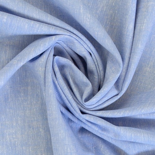 European Chambray Look Linen Cotton Blend Woven, Oeko-Tex, Cornflower Blue