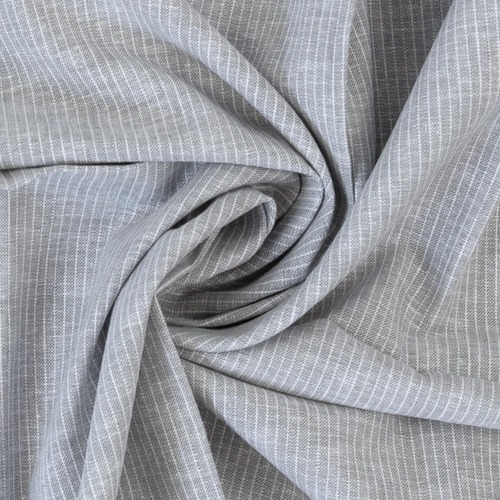 European Chambray Look Linen Cotton Blend Woven, Oeko-Tex, Lines Silver