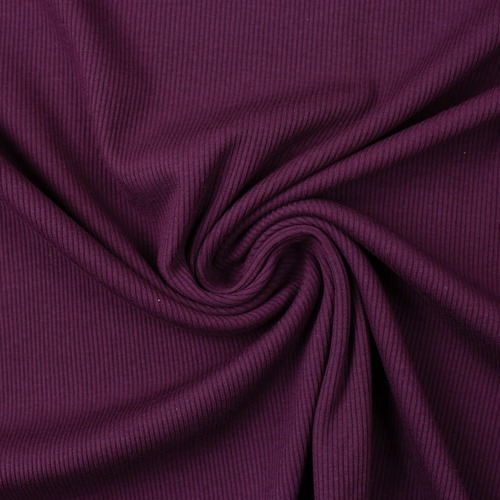 European Fine Ribbed Jersey Knit, Oeko-Tex, Eggplant