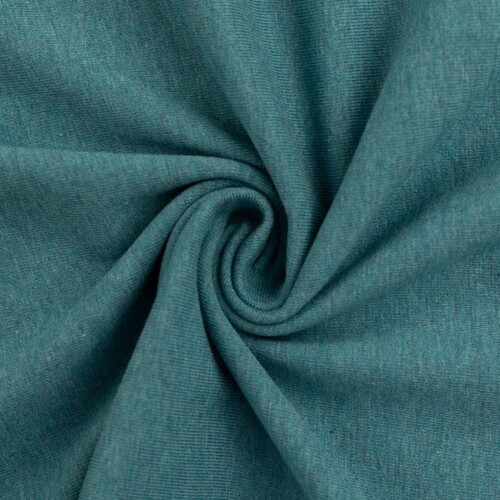 European Cotton Elastane Jersey, Oeko-Tex, Melange Teal