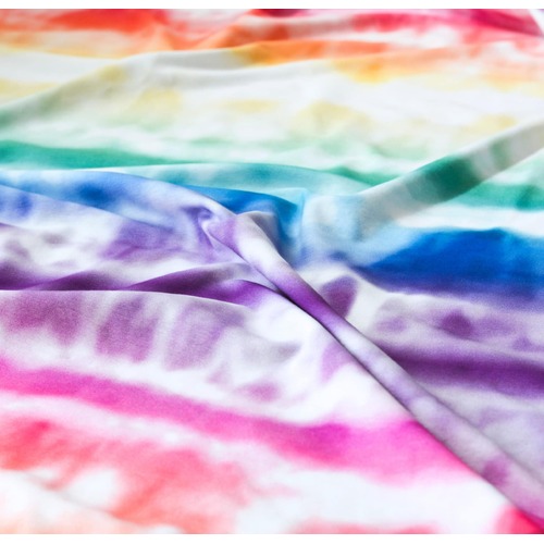 European Cotton Elastane Jersey, Oeko-Tex, Tie Dye Rainbow