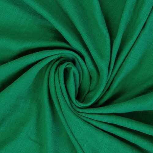 European 'Linen Look' Cotton Double Muslin, Oeko-Tex, Grass Green