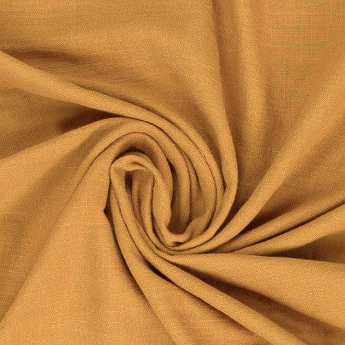 European 'Linen Look' Cotton Double Muslin, Oeko-Tex, Ochre