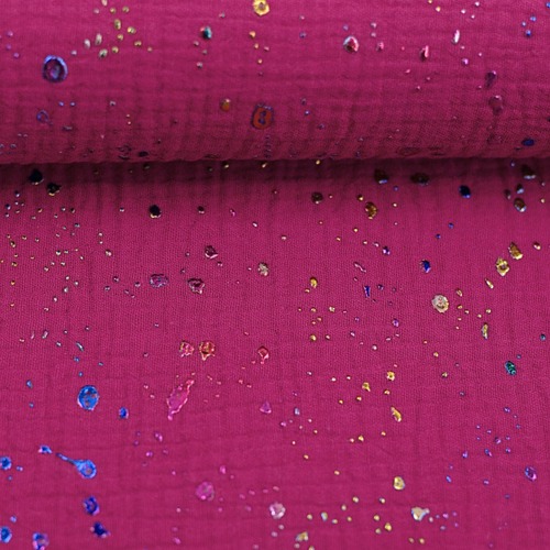 European Double Gauze, Oeko-Tex, Speckles Cerise