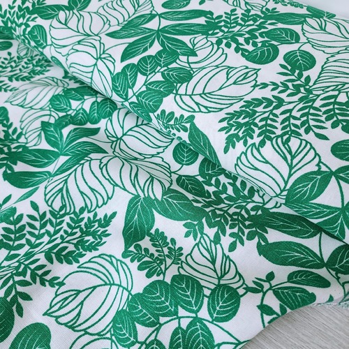 European Viscose Linen Blend, Oeko-Tex, Floral Green