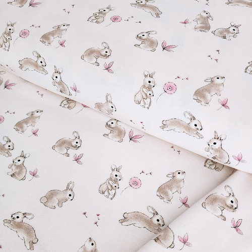 European Cotton Elastane Jersey, Oeko-Tex, Sweet Bunnies Vanilla