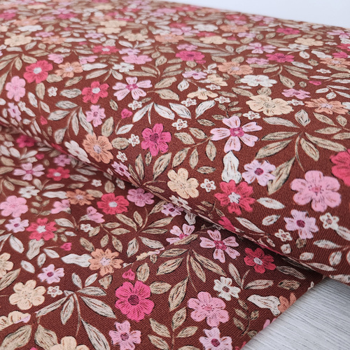 European Cotton Elastane Jersey, Oeko-Tex, Vintage Floral Autumn