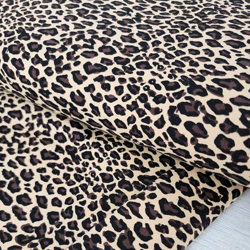 European Cotton Elastane Jersey, Oeko-Tex, Leopard Natural