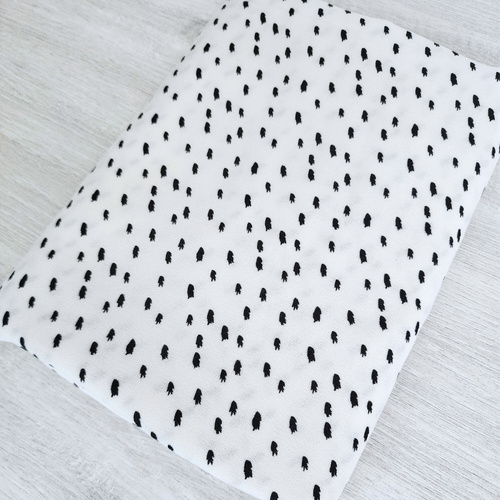 *REMNANT 160cm* European Viscose Crepe, Oeko-Tex, White Black Speckles