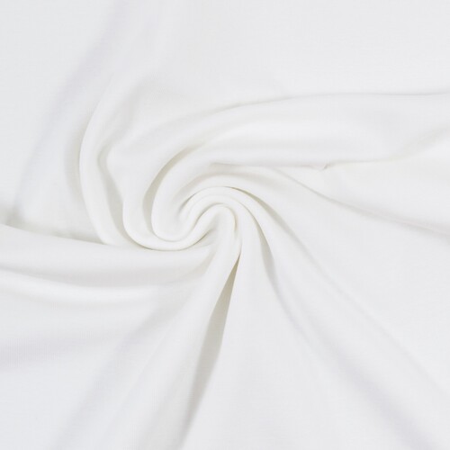 KNIT Fabric: Solid White Cotton Lycra knit. Sold in 1/2 Yard Increments