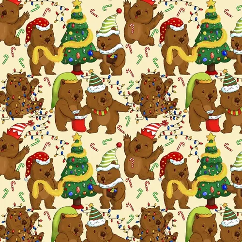 KK Fabrics, A Wild & Colourful Christmas, Wombat's Cream