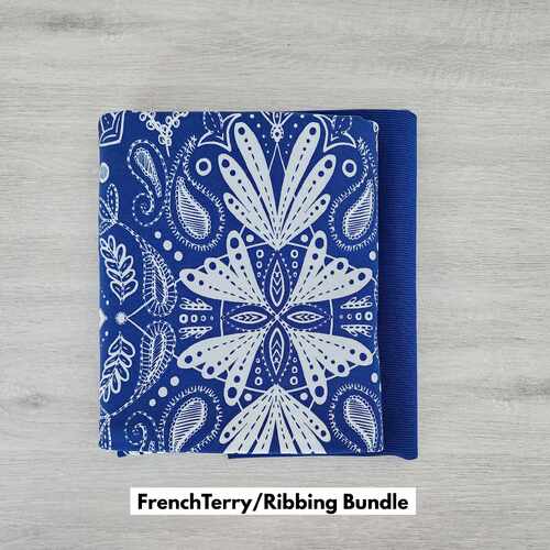 *2 PIECE BUNDLE DEAL* European Modal Blend French Terry Knit, Harmony Royal Blue & Fine Ribbed Royal Blue Ribbing