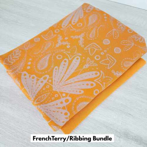 *2 PIECE BUNDLE DEAL* European Modal Blend French Terry Knit, Harmony Orange & Orange Ribbing